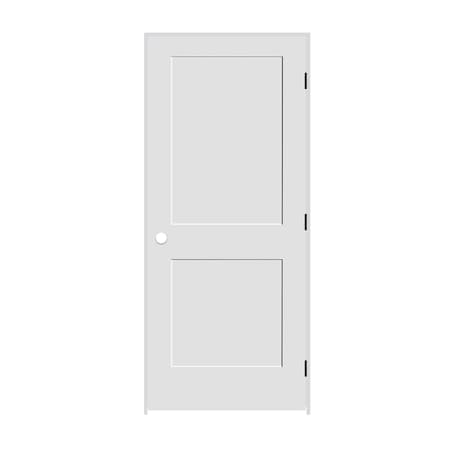 Codel Doors 30" x 80" x 1-3/8" Primed 2-Panel Interior Shaker 4-9/16" LH Prehung Door with Black Hinges 2668pri8402LH1D4916